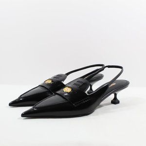 Miu Miu Kitten Heel Slingback Pump - Black 38EU